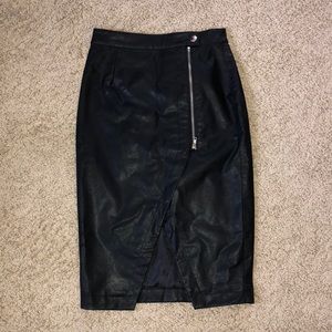 NWOT Faux leather midi skirt